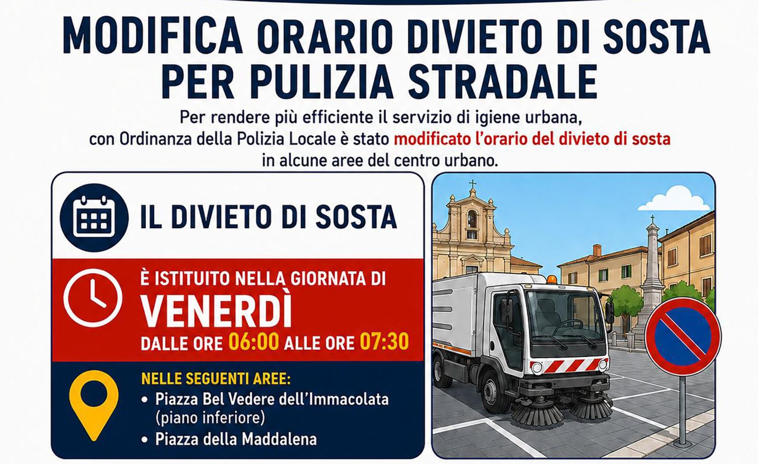Modifica orario di sosta per pulizia strade